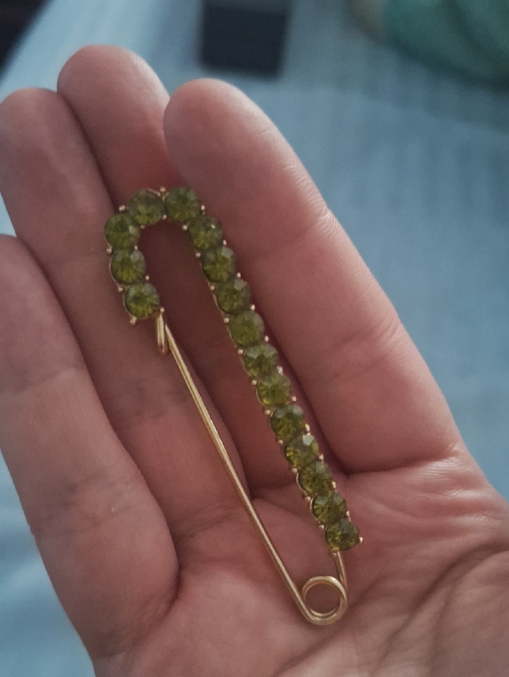 Lime Green Safety Pin Brooch